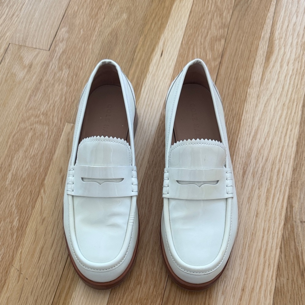 Cole Haan Women’s White Patent Leather Loafers